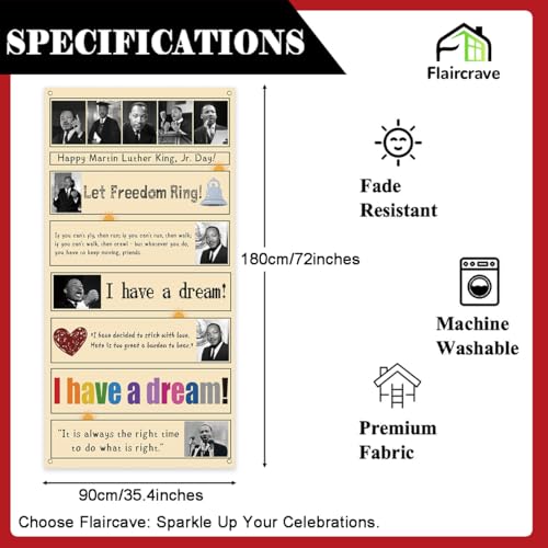 Martin Luther King Door Cover 71×35 Inch African American MLK Party Decor