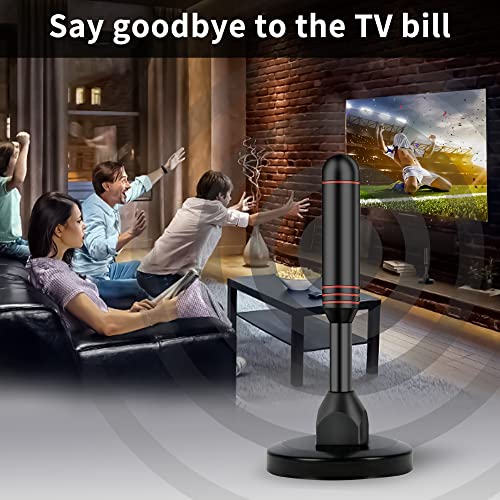 Indoor TV Antenna with 2 Signal Boosters & 32FT Cable Digital Antenna for Smart TV, Magnetic Base, Supports 4K 1080p Dual Amplifiers for Long Range