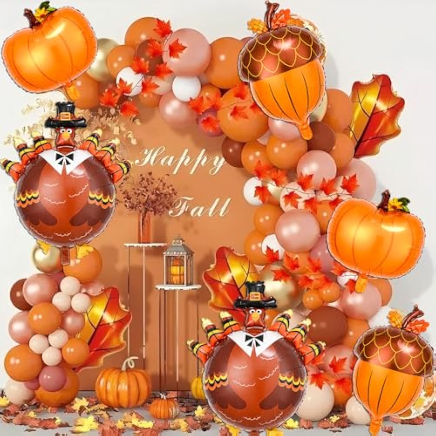 Thanksgiving Balloons Fall Leaf Pine Cone Pumpkin Turkey Party Decorations