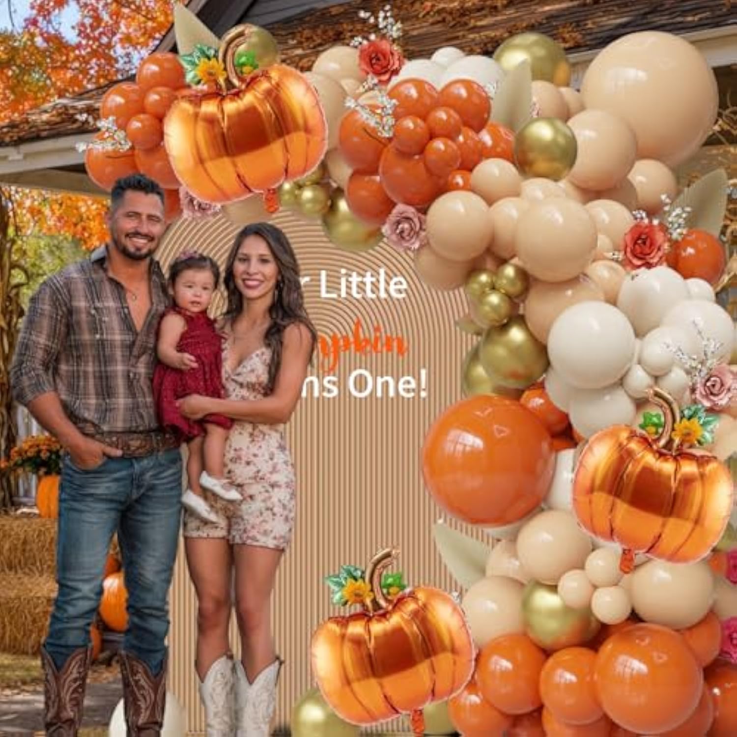 Fall Balloon Arch Kit: Pumpkin Foil, Orange, Nude, Gold, White (135pcs)