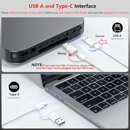 Wired Keyboard For Mac Devices Only With Dual Interface, Comfortable Typing Angle & Stable Connection, Compatible With Macbook, Imac, Mac Mini, Pc-White