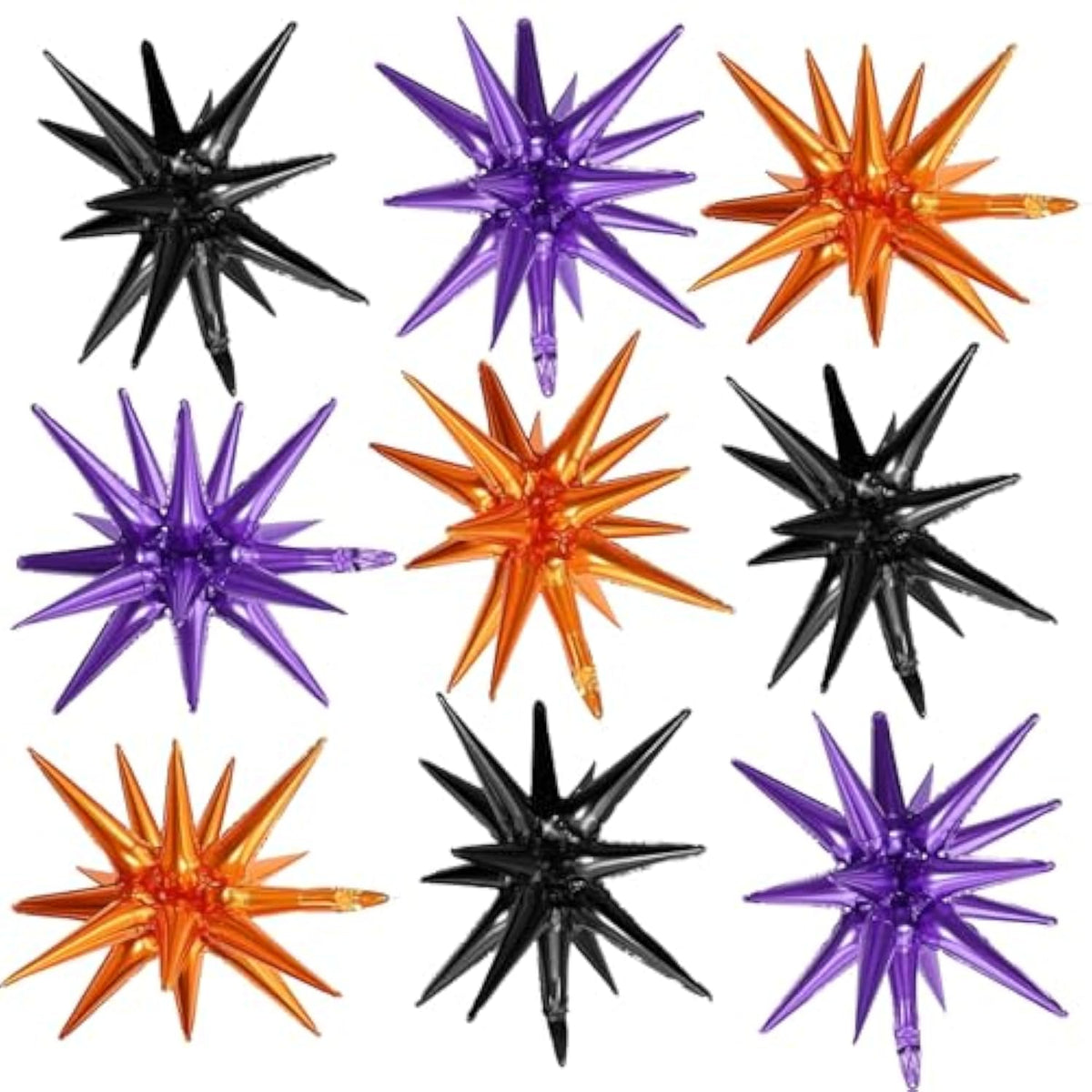Black Purple Orange Star Balloons 9Pcs 22Inch Foil Party Decorations for Birthday Halloween
