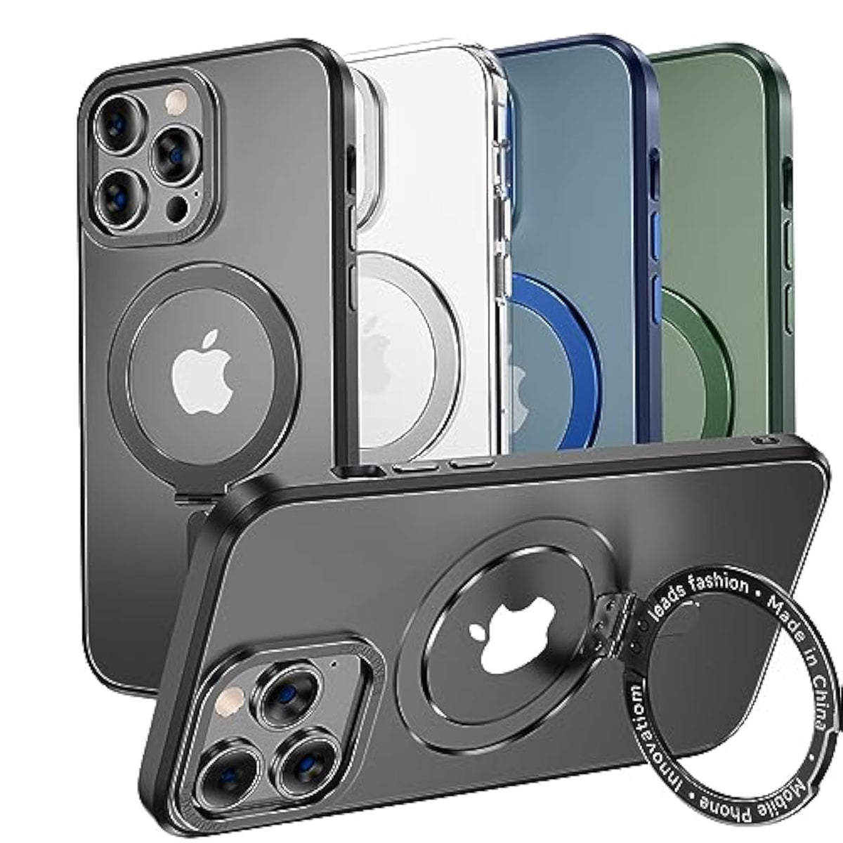 For Iphone 11 Pro Case[Compatible With Magsafe] [With Magnetic Metal Stand][Military Grade Shockproof][Anti Yellowing],Translucent Matte Back With Soft Edge,Black