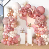 173Pcs Dusty Rose Pink Nude Balloon Garland Arch Kit, 18In Retro Blush Peach Mauve White Sand Gold Confetti Balloons For Girl Baby Shower Wedding Boho Birthday Party Decorations