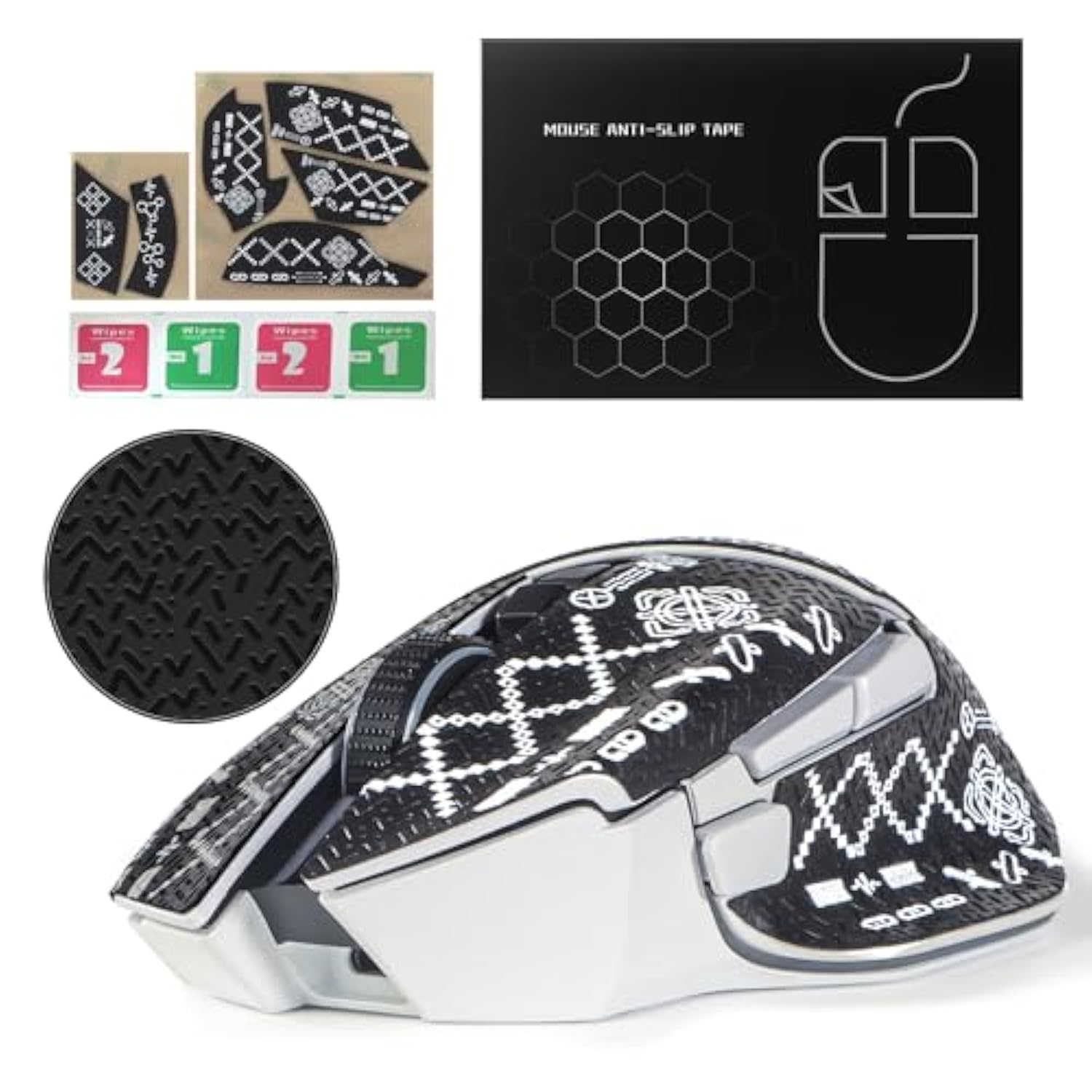 Mouse Grip Tape Stickers For Razer Basilisk V3 / Basilisk V3 Pro Mouse Anti Slip Skin Self-Adhesive,Pre-Cut,Sweat-Resistant Game Mice Accessories (Black)