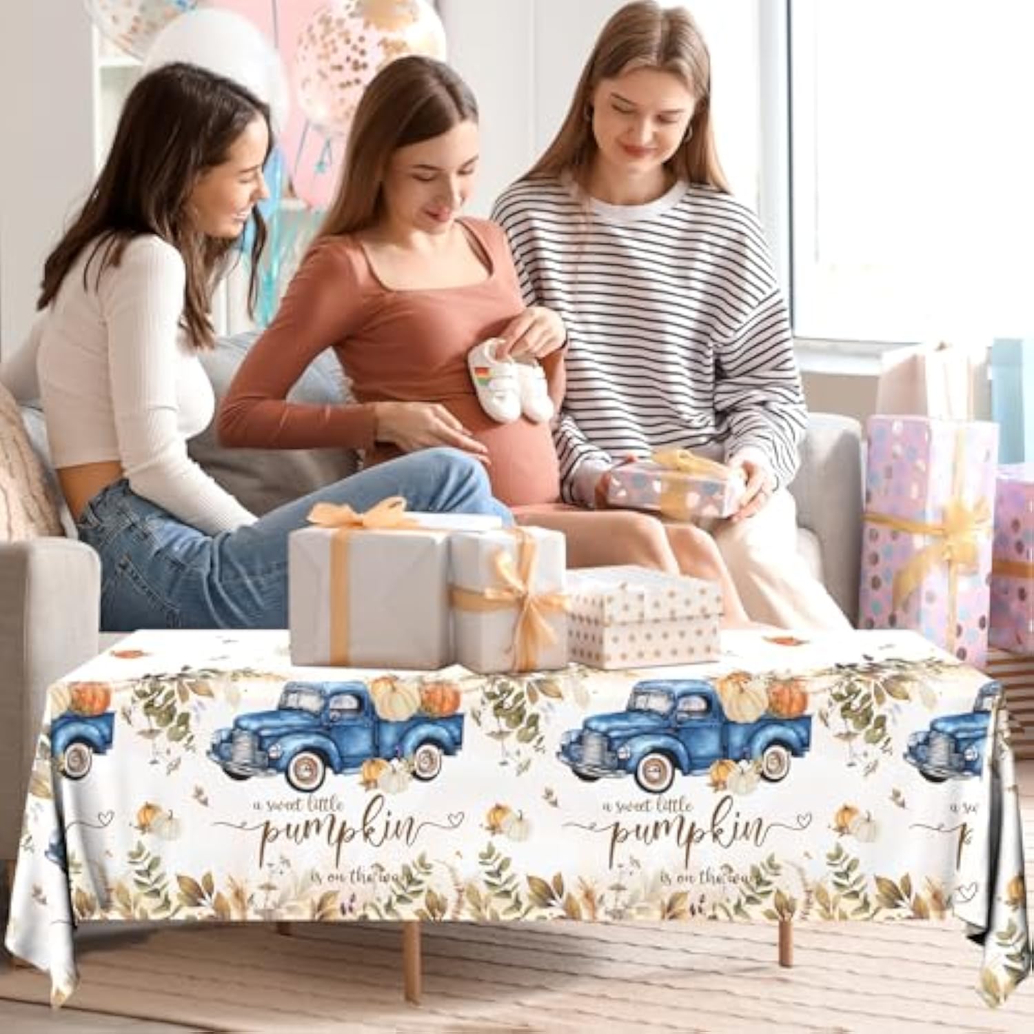 3Pcs Little Pumpkin Tablecloths Fall Baby Shower Decorations, A Sweet Little Pumpkin Is On The Way Table Covers Baby Shower Table Cloths For Boy Thanksgiving Pumpkin Gender Reveal Party Supplies