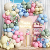 Pink Green Balloons Arch Sage Green Pink Blue Yellow White Balloon Garland Pastel Blue Yellow Beige Olive Latex Balloons Fairy Birthday Tea Party Decorations Wedding Wildflower Baby Shower