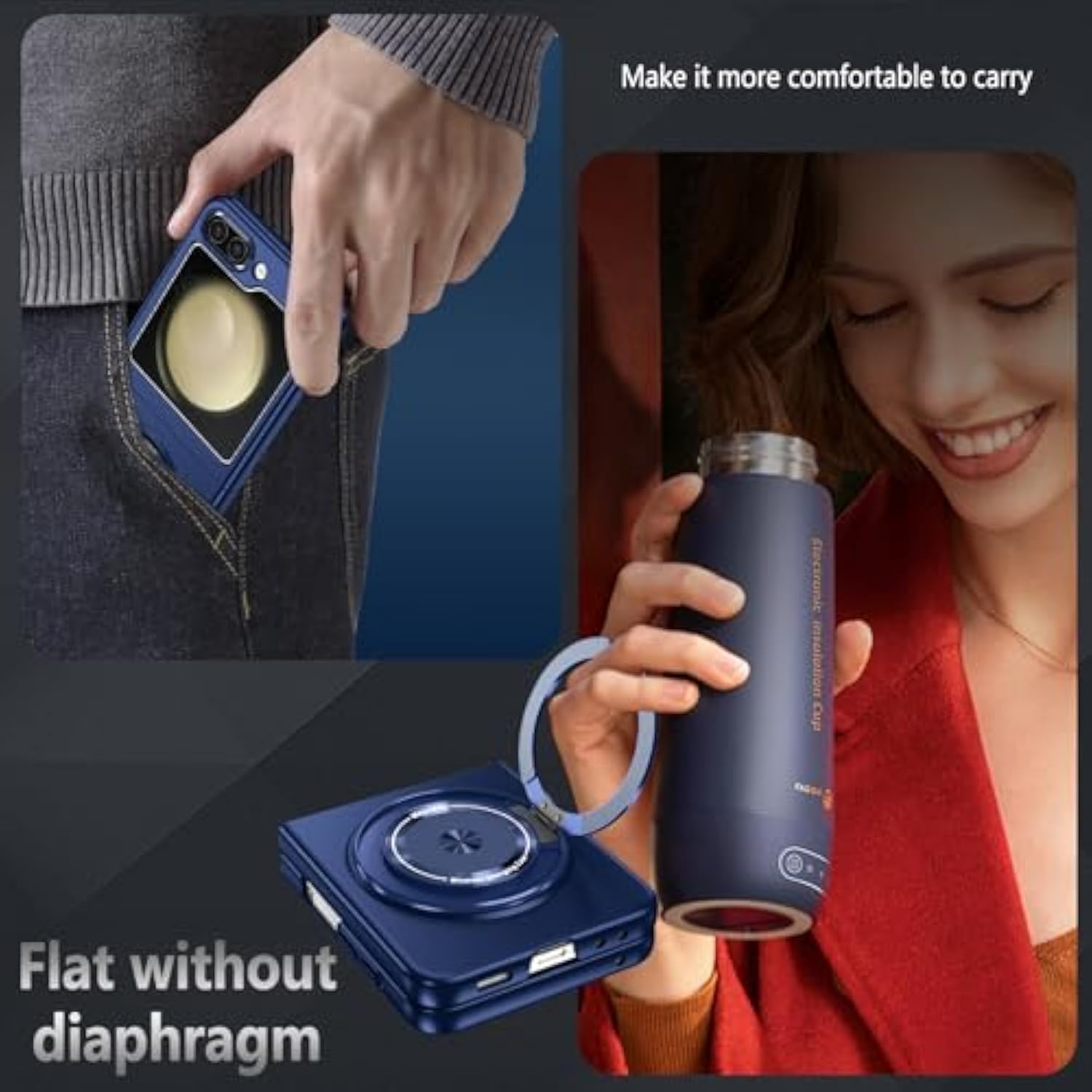 Magnetic Case For Samsung Galaxy Z Flip 5, [Compatible With Magsafe] Military Grade Shockproof Slim Fit Samsung Z Flip 5 Phone Case With Magnetic Ring Kickstand, Case For Z Flip 5 -Blue