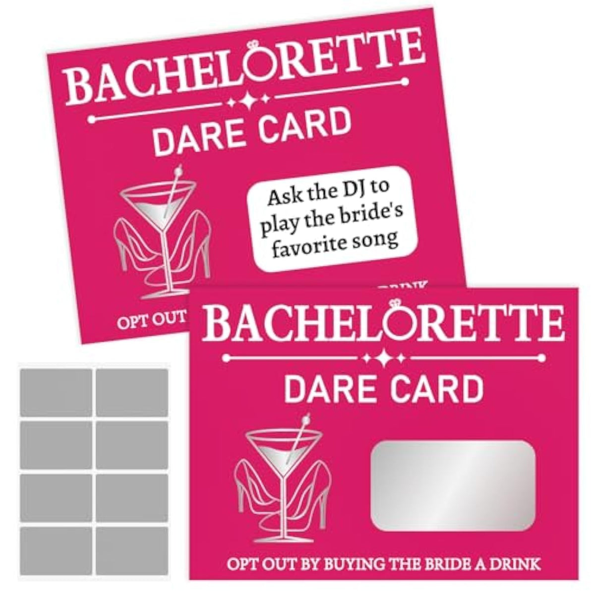 25-Piece Bachelorette Scratch Off Dare Game Cards With Diy Film Stickers - Fun Bridal Shower Games For Girls Night Out, Wedding, Engagement, Bachelorette Party Supplies (High Heels Pattern)