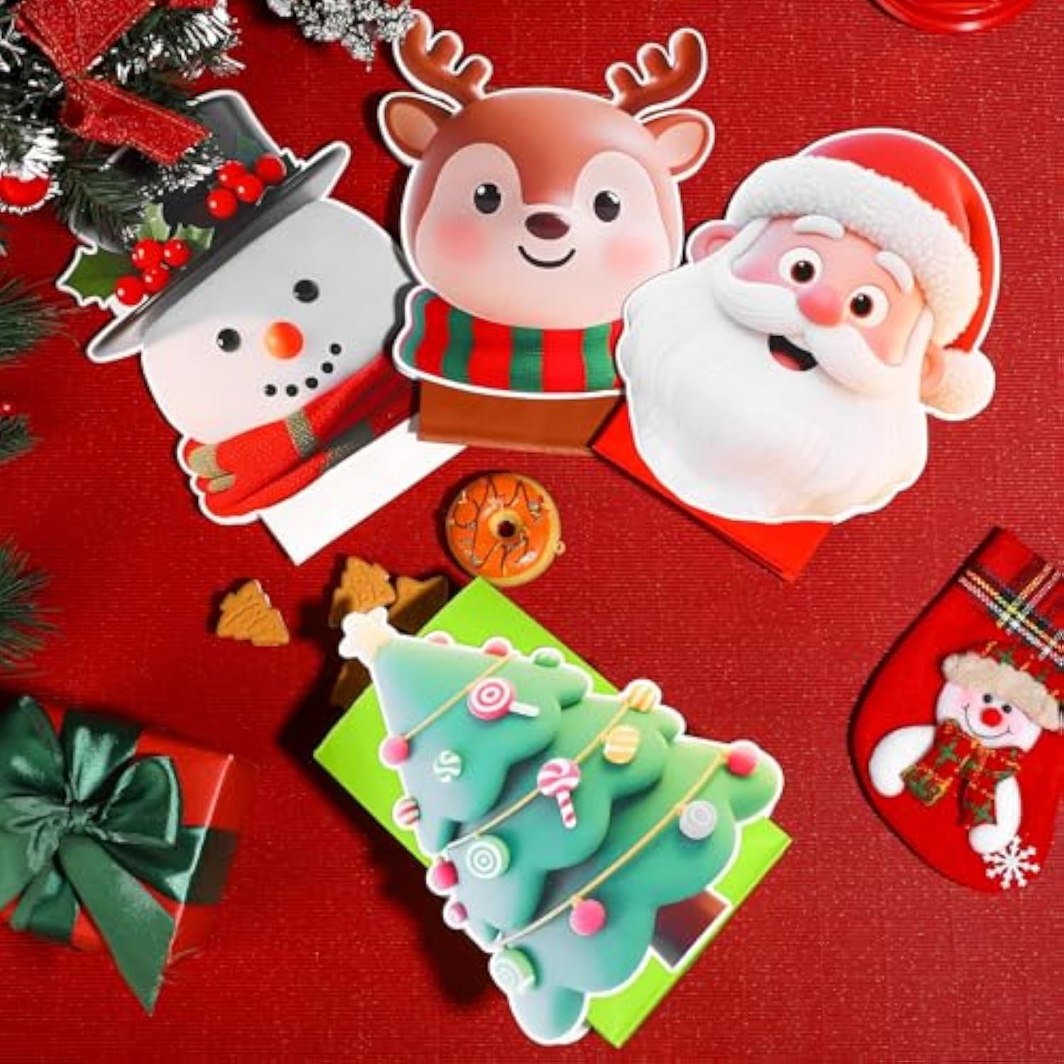 12 Pieces Christmas Treat Gift Bags 8.3 X 5 X 3 Inch Xmas Paper Goodie Candy Bags For Present Wrapping For Xmas Holiday Decor Supplies Classrooms Wedding And Party Favors