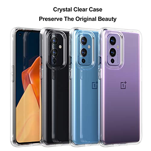 Clear Protective Case for Oneplus 9 Case Shockproof [Hard PC Back+Soft TPU Bumper] [Anti-Yellowing] [Support Wireless Charging] Protective Phone Case
