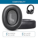 Ear Pads Replacement For Jbl E65 (E65Bt E65Btnc)/Live 650 (650Nc 650Btnc)/Duet Nc Wireless Headphones,Protein Leather Earpads Cushions With Memory Foam,Black