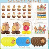 Capybara Birthday Party Set with Backdrop, Balloons, Cake Toppers & Centerpieces