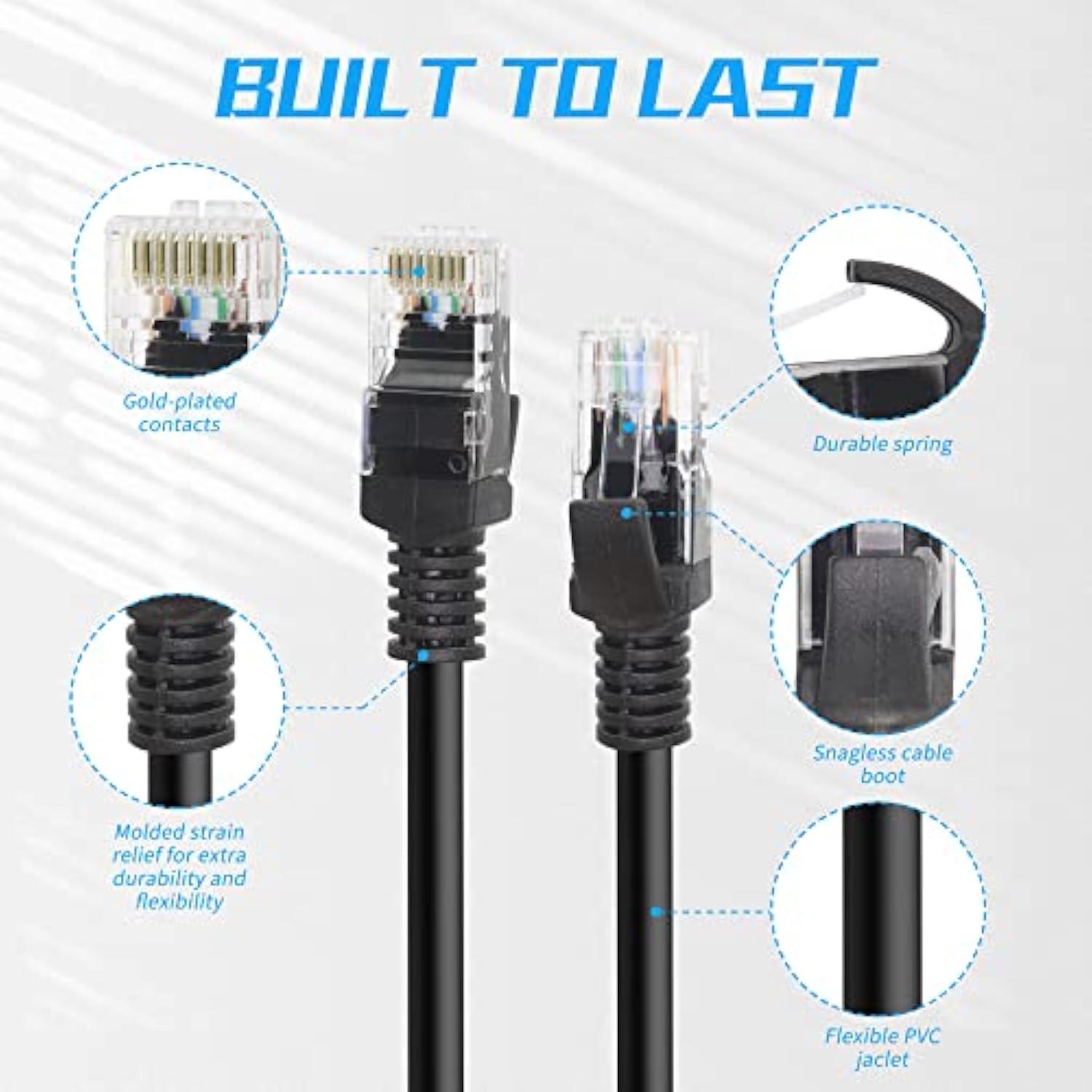 Cat6 Ethernet Patch Cable 0.5Ft,High Speed Internet Network Cable Lan Patch Ca