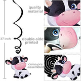 15Pcs Cow-Themed Hanging Swirls – Farm Animal Birthday Party Decorations for Kids