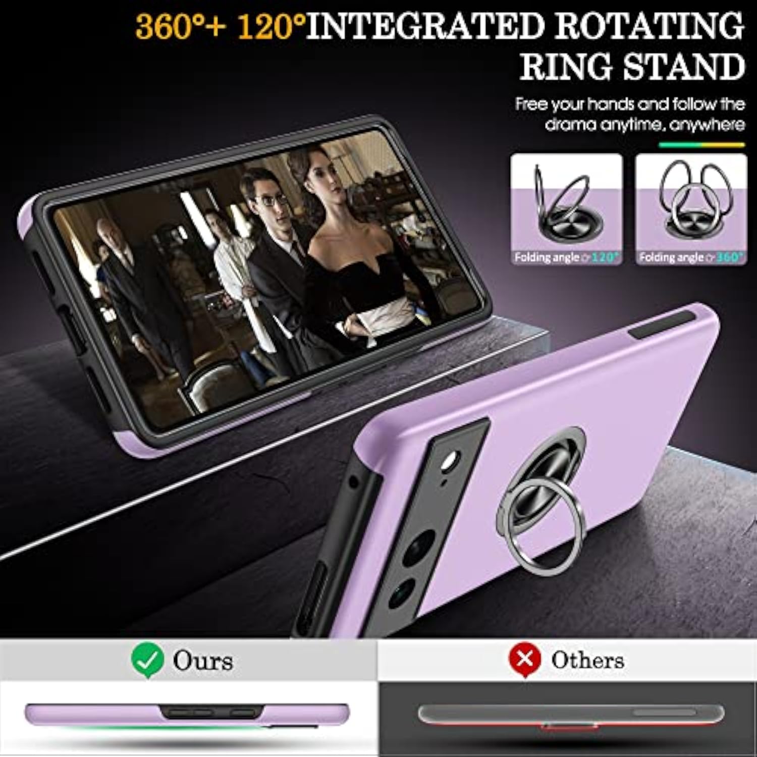 Pixel 7 Case with 2Pcs Screen Protector Cover for Google Pixel 7, Purple
