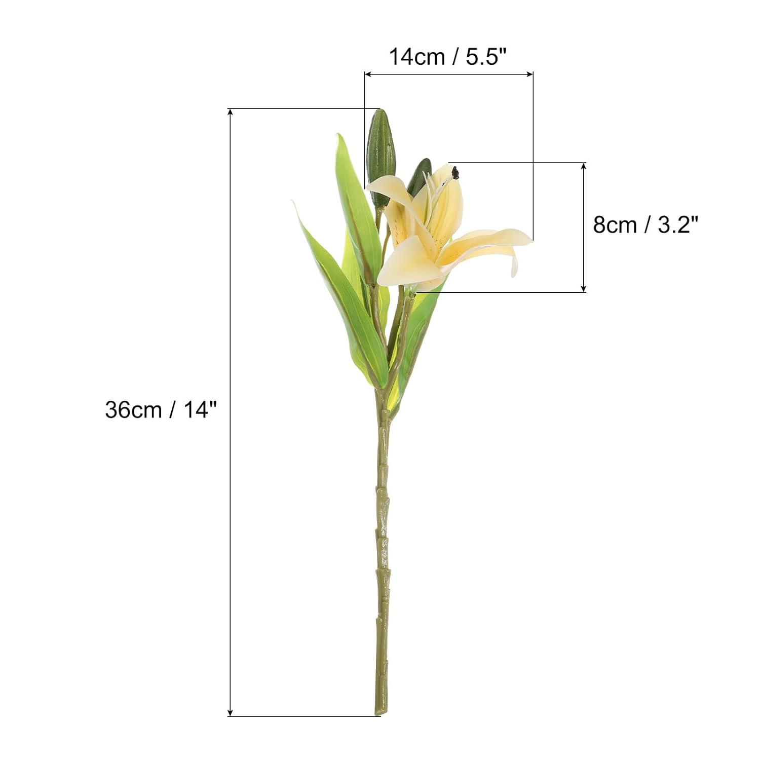 Lily Fake Flowers, 6Pcs Artificial Flowers Lily Silk Faux In Vase Real Touch For Home Decor Centerpiece Table Decorations Dining Room, Yellow