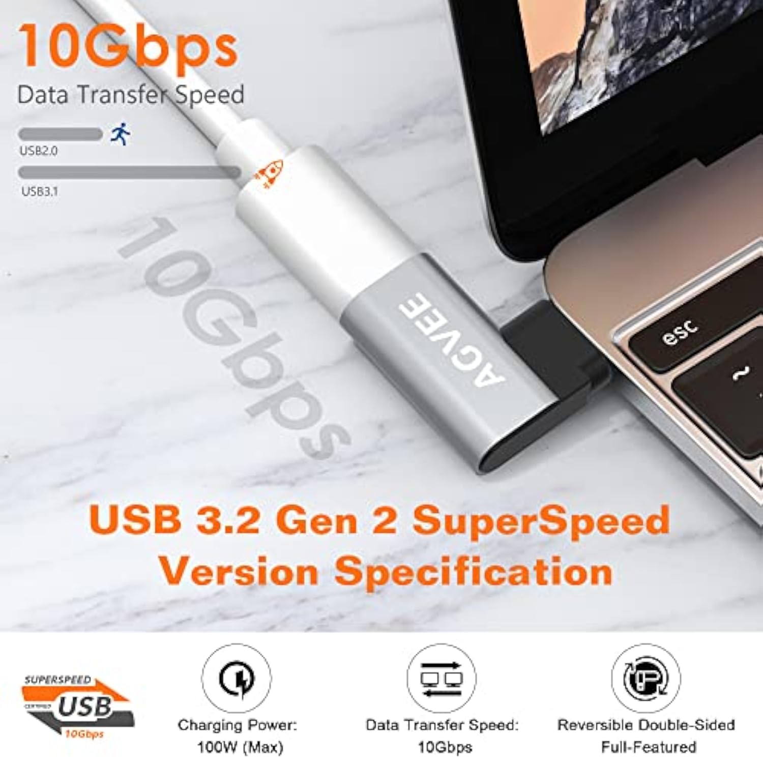 [4 Pack 90 Degree Right Angled Usb-C Male To Usb-C Female Adapter (Type-C 3.2