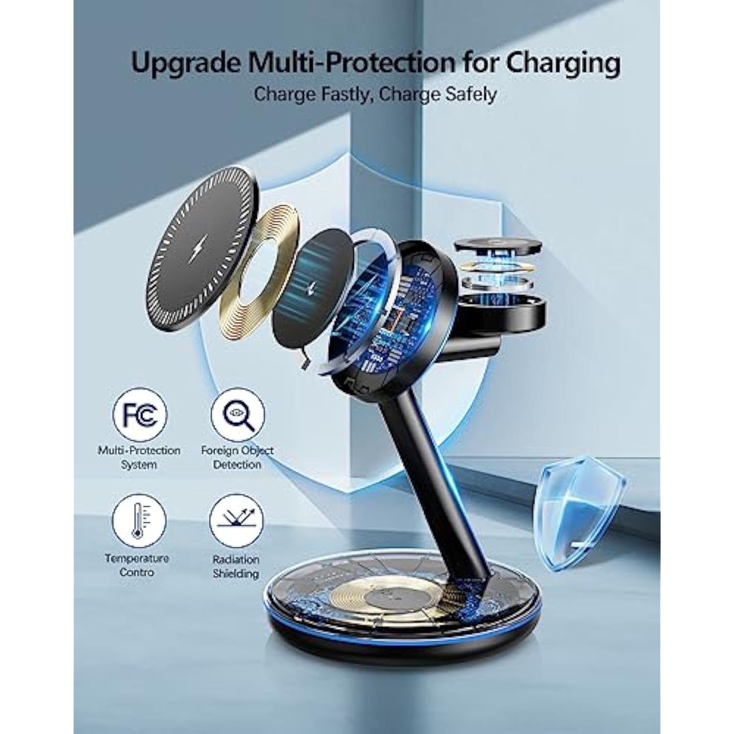 3 In 1 Charging Station For Apple Devices 18W Fast Mag-Safe Charger Stand Magnetic Wireless Charger Station For Iphone16 15 14 13 12 Pro/Pro Max/Plus/Mini Airpods 2/3/Pro Iwatch Ultra/8/7/Se/6/5/4/3/2