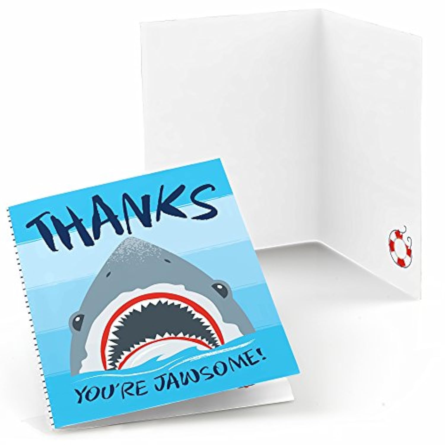 Big Dot of Happiness Shark Zone - Jawsome Shark Party or Birthday Party Thank You Cards (8 count)