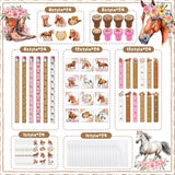 168 Pcs Cowgirl Party Favors Set Horse Pencils Notepads Stampers Rulers Erasers Stickers Bags Horse Cowgirl Theme Pink Stationery Supplies Kit For School Classroom Prizes Birthday Gift