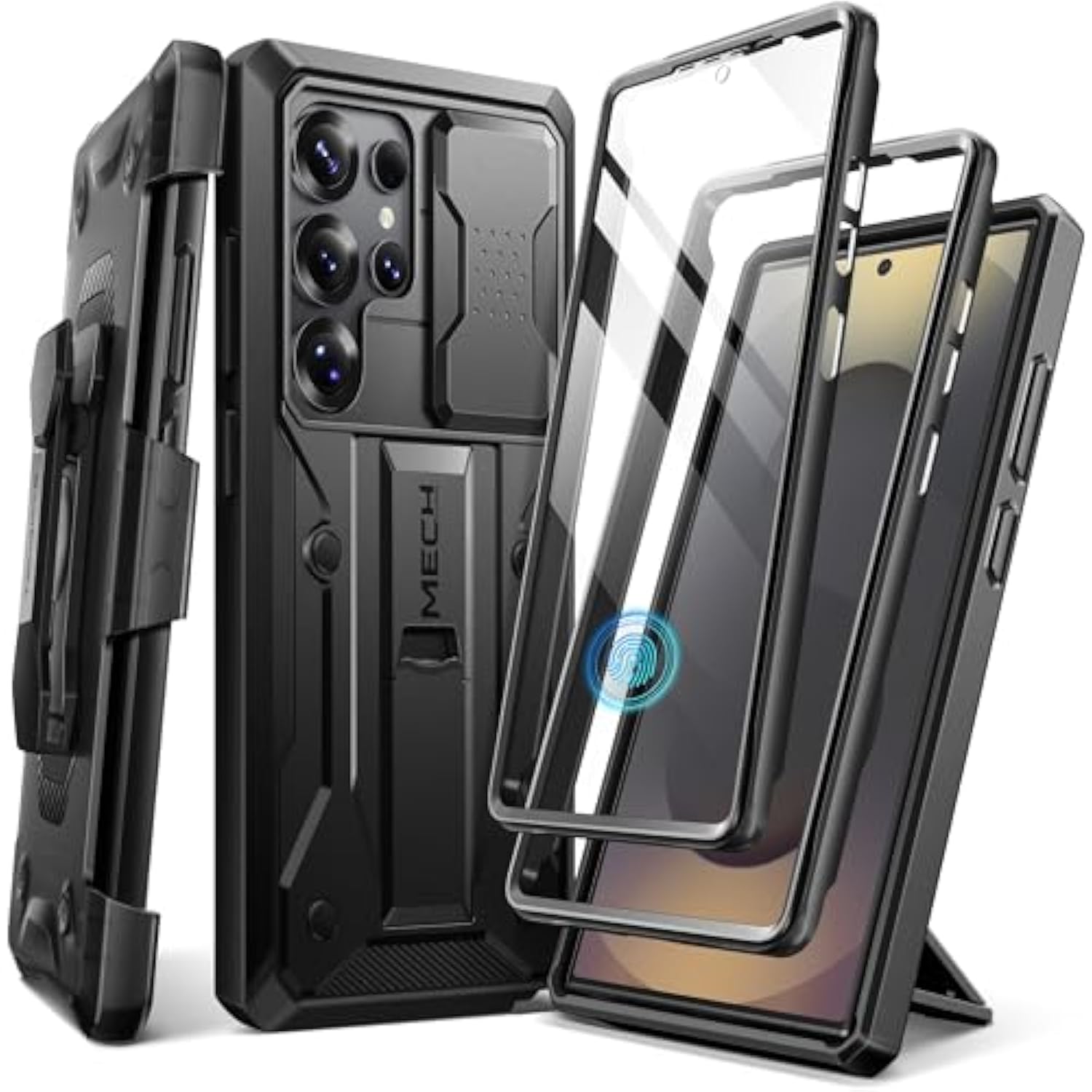 Samsung Galaxy S25 Ultra Case, Shockproof with Slide Camera Cover, Stand & Clip