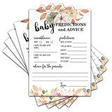 30 Double Side Baby Prediction And Advice Game Cards, Floral Pumpkin Thanksgiving Day Baby Shower Game Cards - 5" X 7"(01)