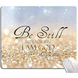 Christian Bible Verses Square Waterproof Mouse Pad Non-Slip Rubber Base Mousepads For Office Laptop, 9.5"X7.9"X0.12" Inch(Be Still)