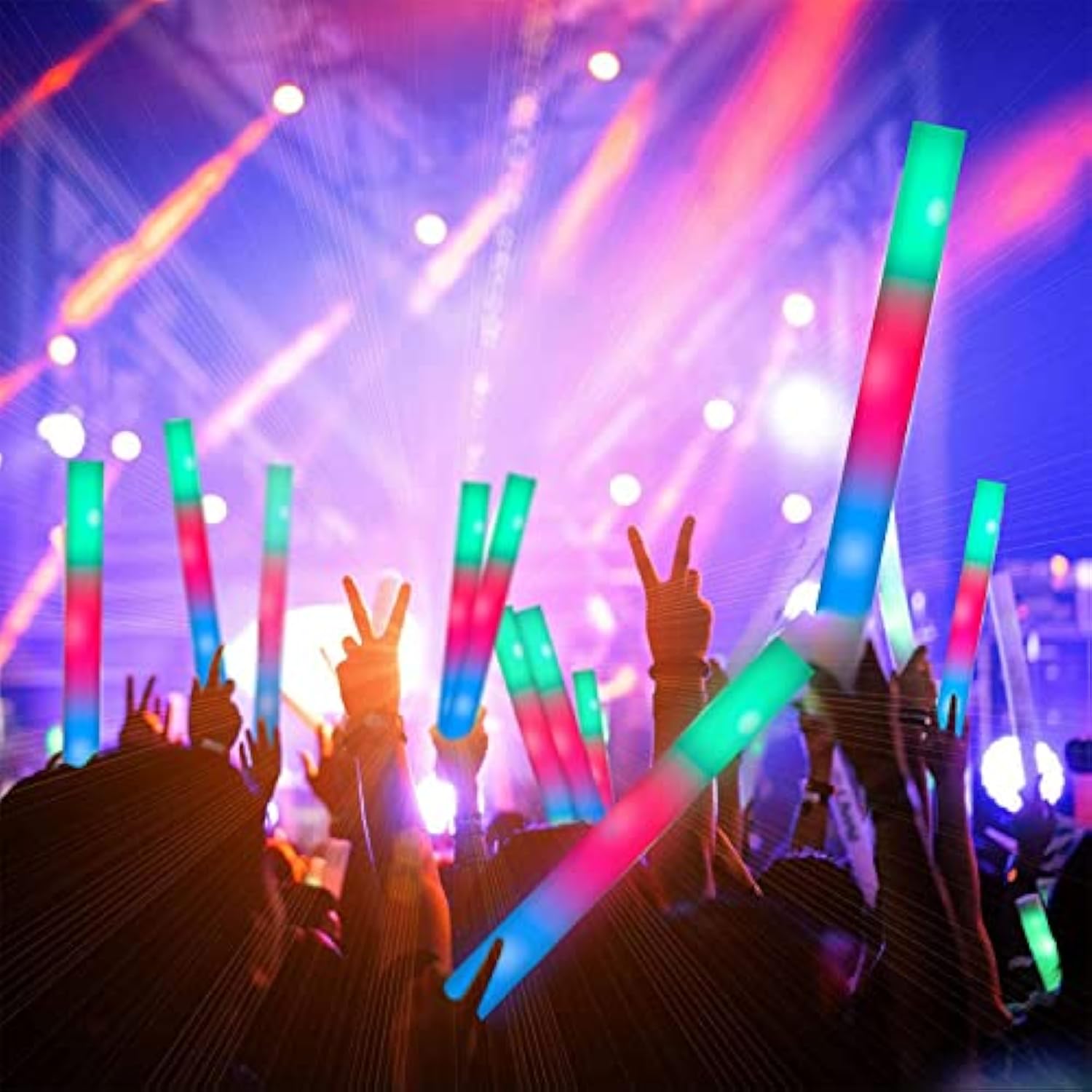100pcs LED Glow Sticks Bulk 3 Mode Colorful Party Pack for Wedding Raves Events