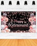 Happy Retirement Banner for Women (Rose Gold, 70.8x43.3 inch)