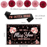 Retirement Party Kit for Women, Rose Gold Farewell Banner, Table Toppers & Decor