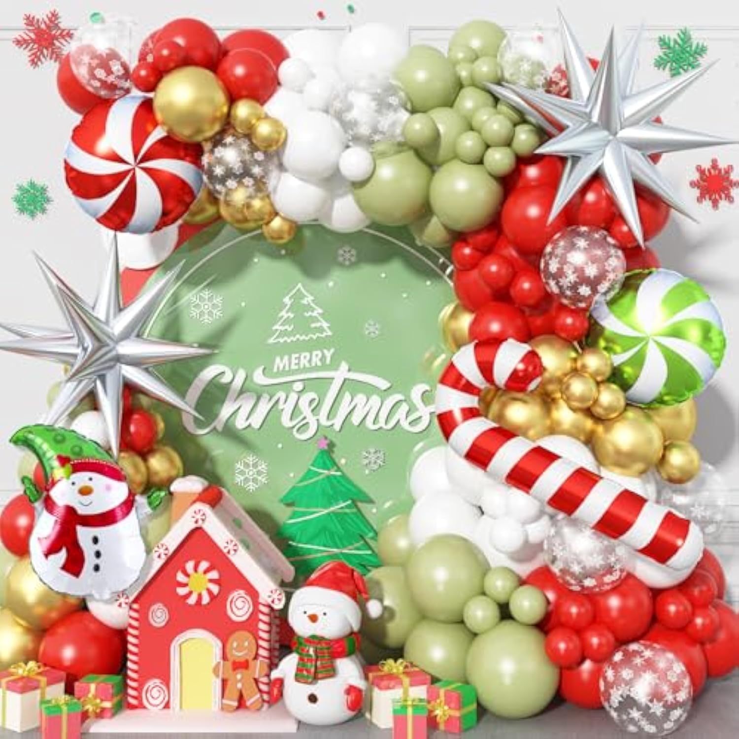 111Pcs Christmas Balloon Arch Kit Red Green Gold Party Decorations