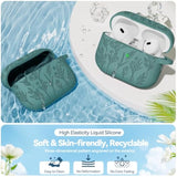 Flower Engraved Case For Airpods Pro 2 With Cleaning Kit And Carabiner, Soft Siliconecover For Apple Airpods Pro 2Nd/1St Generation Airpod Pro Case, Front Led Visible, Anti-Scratch Shockproof