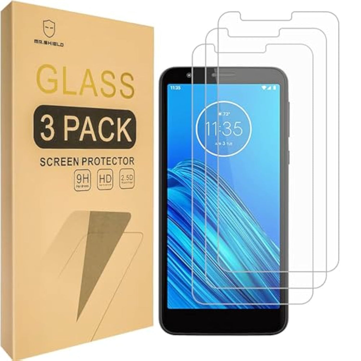 Designed For Motorola (Moto E6) [Tempered Glass] [3-Pack] Screen Protector With Replacement