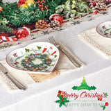 8 Inch Heart Shape Plate With Christmas Pattern, New Bone China For Serving Appetizer, Cake, Candy And Holiday Dish, For Holiday Table, Christmas Party Or Festival Celebration, Set Of 2, Green Wreath