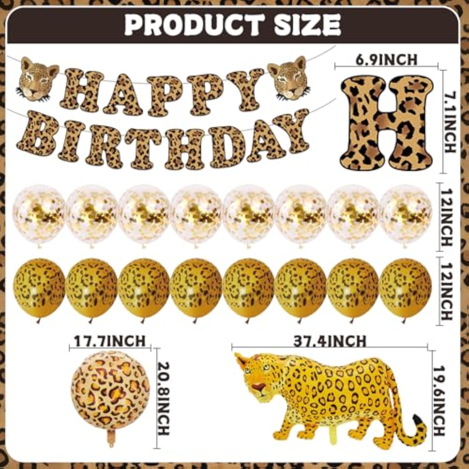 21 Pcs Cheetah Birthday Party Decorations Leopard Happy Birthday Banner Cheetah Gold Balloons Leopard Balloons For Boy Girl Baby Shower Party Supplies
