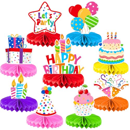 Kids Birthday Party Honeycomb Centerpiece Decorations Kit, Happy Birthday Table Decor for Boys Girls Party Supplies
