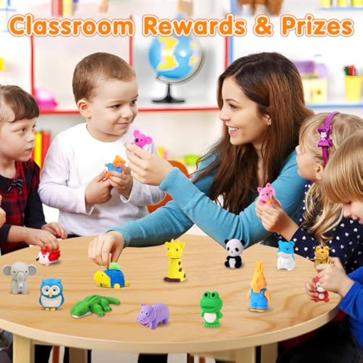 16 Pack Animal 3D Erasers Desk Pets For Kids Pencil Erasers Bulk Gifts For Classroom Prizes,Game Reward,Treasure Box,Goodie Bag Stuffers,Pinata Filler,Party Favors,Puzzle Mini Toys School Supplies