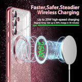 Galaxy S25 Plus 5G Case, MagSafe Compatible, Clear Glitter TPU Bumper, Rose Gold