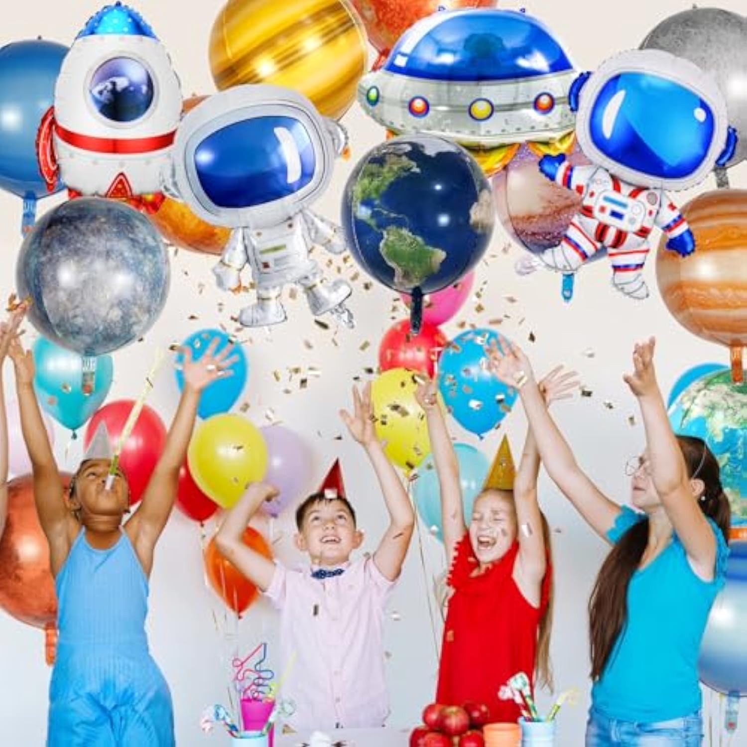 16 Pieces Space Balloons, Galaxy Planet Balloons Large Outer Space Theme Inflatable Balloon Astronaut Spaceship Rocket Galaxy Balloon For Kids Planet Birthday Party Decorations