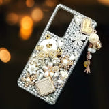 For Galaxy Note 20 Case Women Luxury 3D Bling Shiny Rhinestone Diamond Crystal Pearl Handmade Pendant Iron Tower Pumpkin Car Flowers Soft Protective Anti-Fall Case For Galaxy Note 20 5G