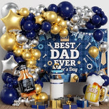Happy Father's Day Balloon Garland Arch Set 100Pcs with Backdrop Banner, Fathers Day Decorations for Best Father Ever Decor Father's Day Party Fathers Birthday Party Photo Booth Backdrop Decor
