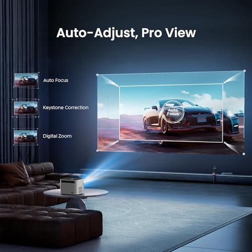 [Auto Focus & Keystone/4K Support] U11 Smart Projector With Built-In Apps & Wi-Fi 6, Dual Stereo Speakers, Bluetooth 5.0 | Instant Setup For Home & Outdoor Movies