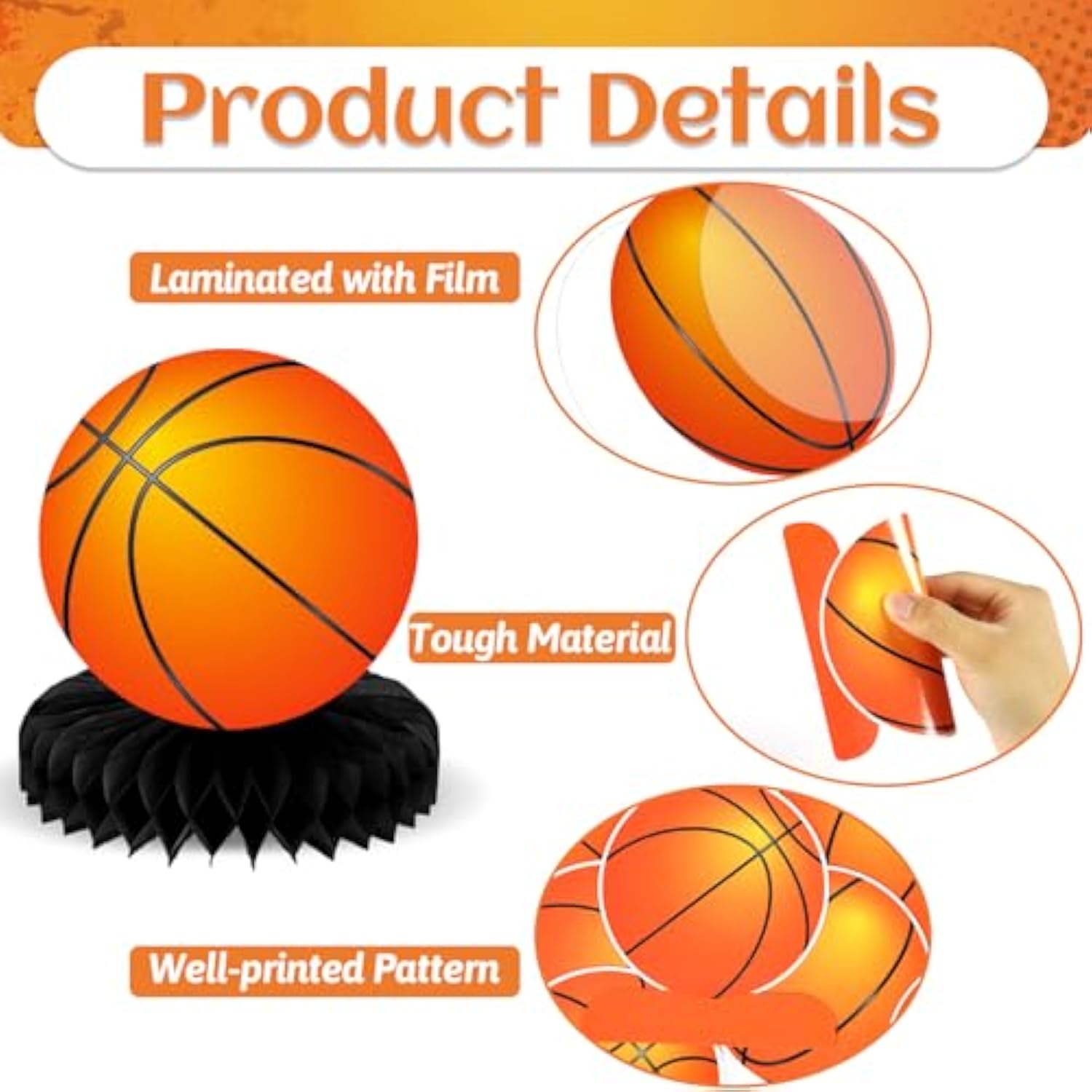 12Pcs Basketball Honeycomb Centerpiece Basketball Birthday Party Decoration Basketball Themed Party Table Toppers Basketball Party Table Centerpieces For Boy Sport Baby Shower Party Supplies