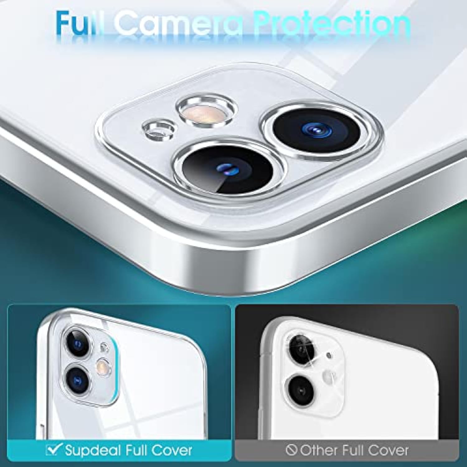 Crystal Clear Case For Iphone 11, [Not Yellowing] [Camera Protection] [ Grade Drop Tested] Transparent Shockproof Protective Phone Case Soft Silicone Slim Cover, 6.1 Inch, Silver