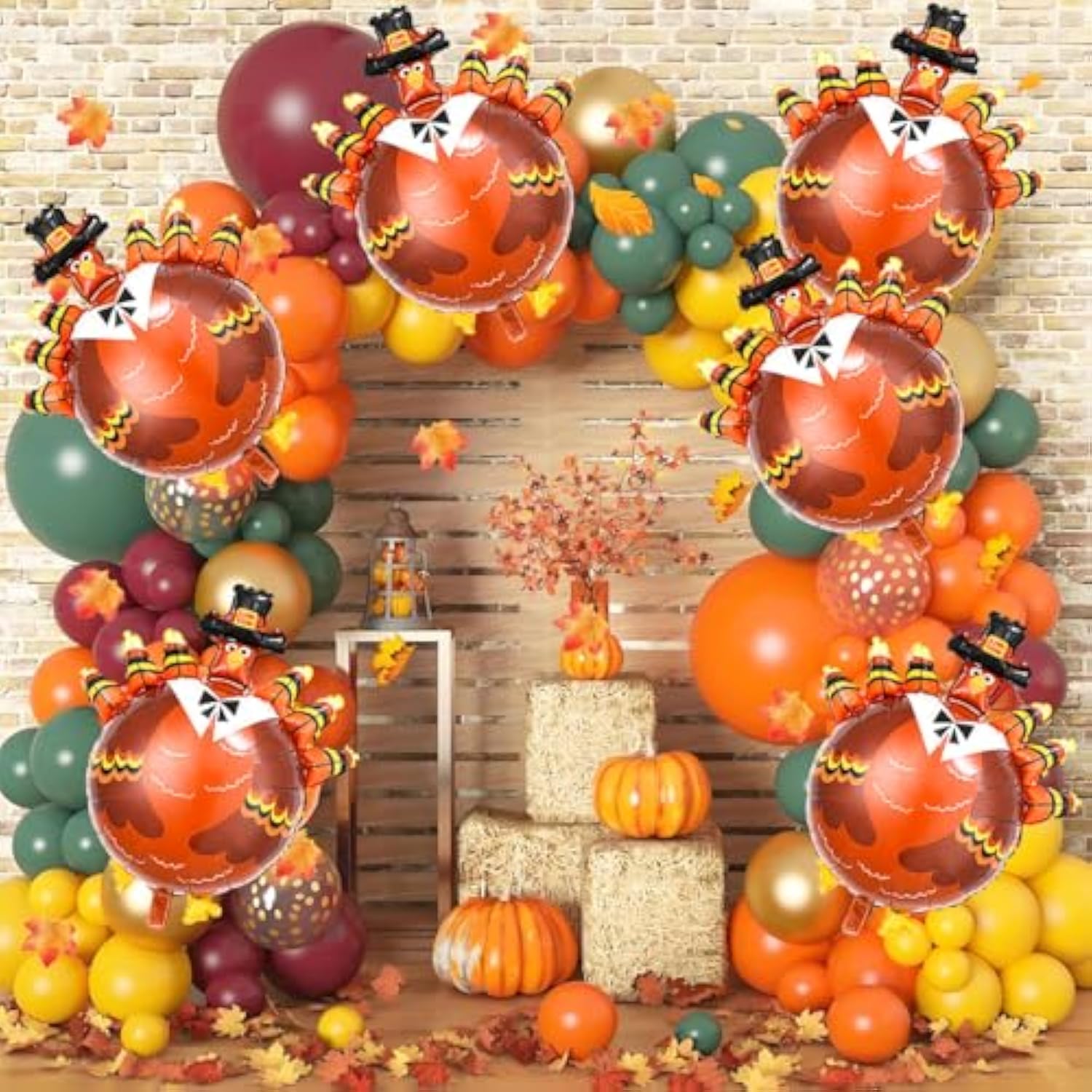 Thanksgiving Party Decorations 6Pcs 32Inch Large Turkey Mylar Balloons for Fall Party Decor