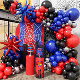 134Pcs Black Red And Blue Balloons Arch Garland Kit, Spider Theme Balloon Arch For Men With Foil Balloons For Baby Shower Spider Theme Birthday Party Decorations