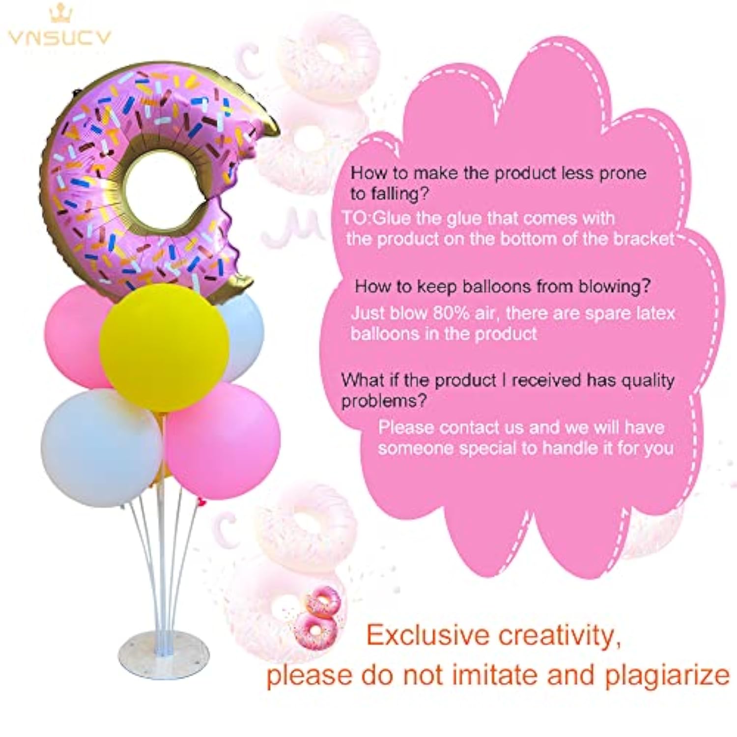 Donut Balloon Centerpiece Kit – 2 Stands with Foil & Pastel Balloons for Party Decor