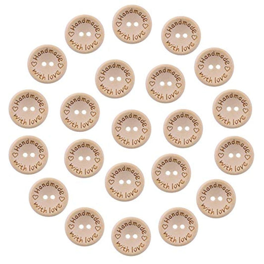 200Pcs 1 Inch Wooden Craft Buttons 25Mm Wood Buttons For Crafts 2 Hole