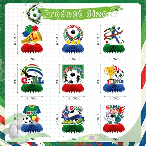 Soccer Honeycomb Centerpieces - 2026 Soccer Party Decorations, Soccer Table Centerpiece for 2026 Matches Party Supplies